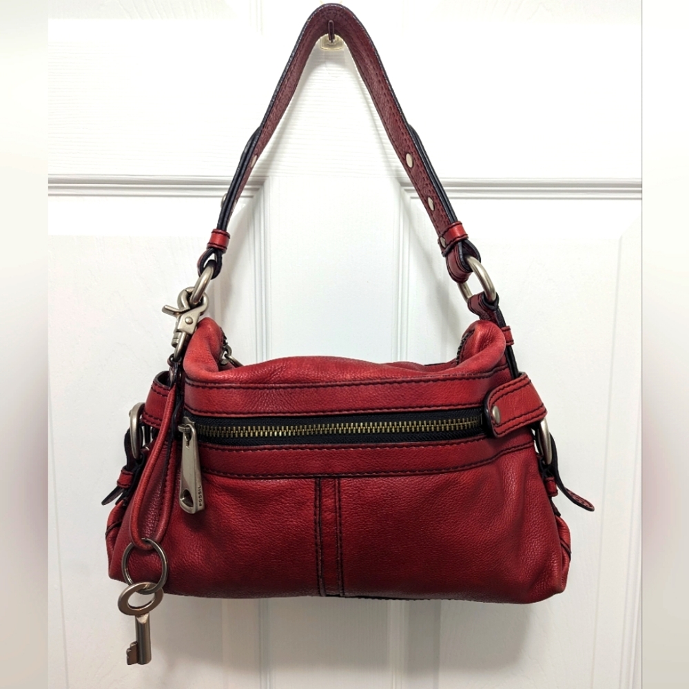FOSSIL fifty-four red leather shoulder bag